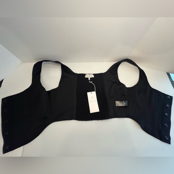 WAYF Cora Tailored Sleeveless Snap-Front Crop Top sz M - Midnight Navy - Picture 15 of 16